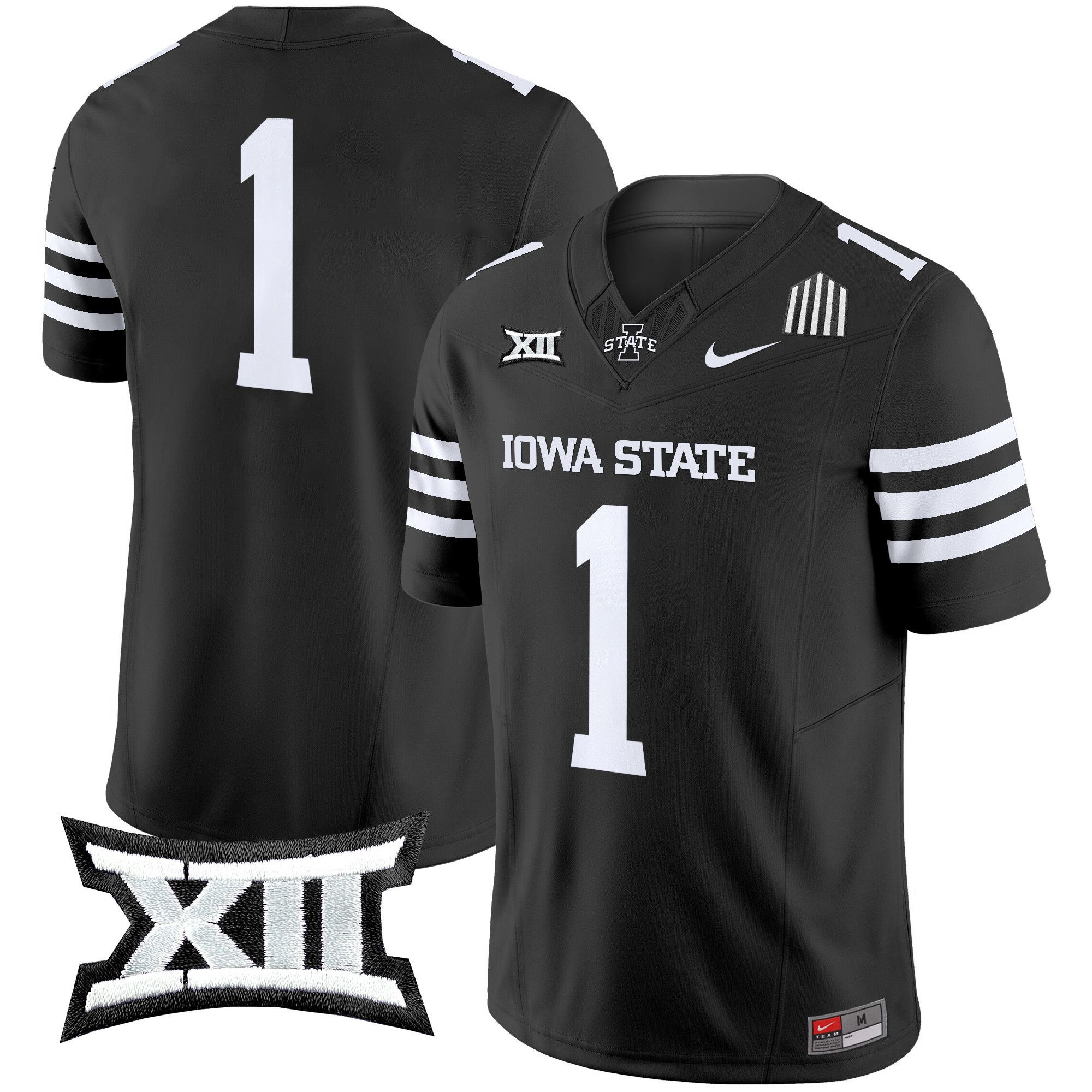 Men Iowa State Cyclones #1 No Name Black Nike 2024 Vapor Limited NCAA Jersey style 1